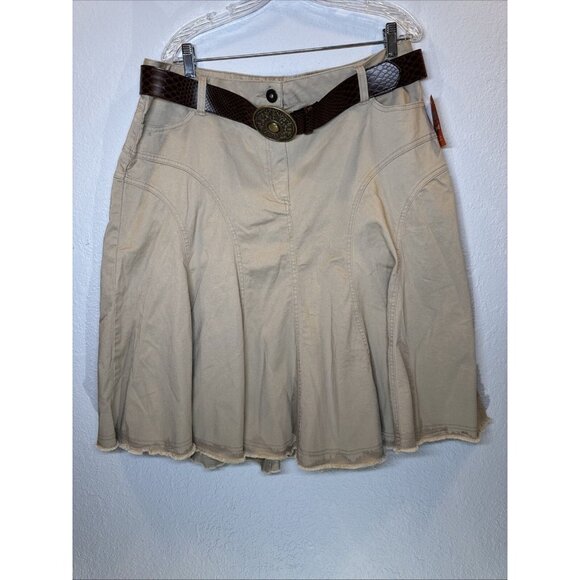 VTG Faded Glory Women’s Denim Midi Skirt 18 Blue Fit Flare Boho Western Cottage - Picture 6 of 13